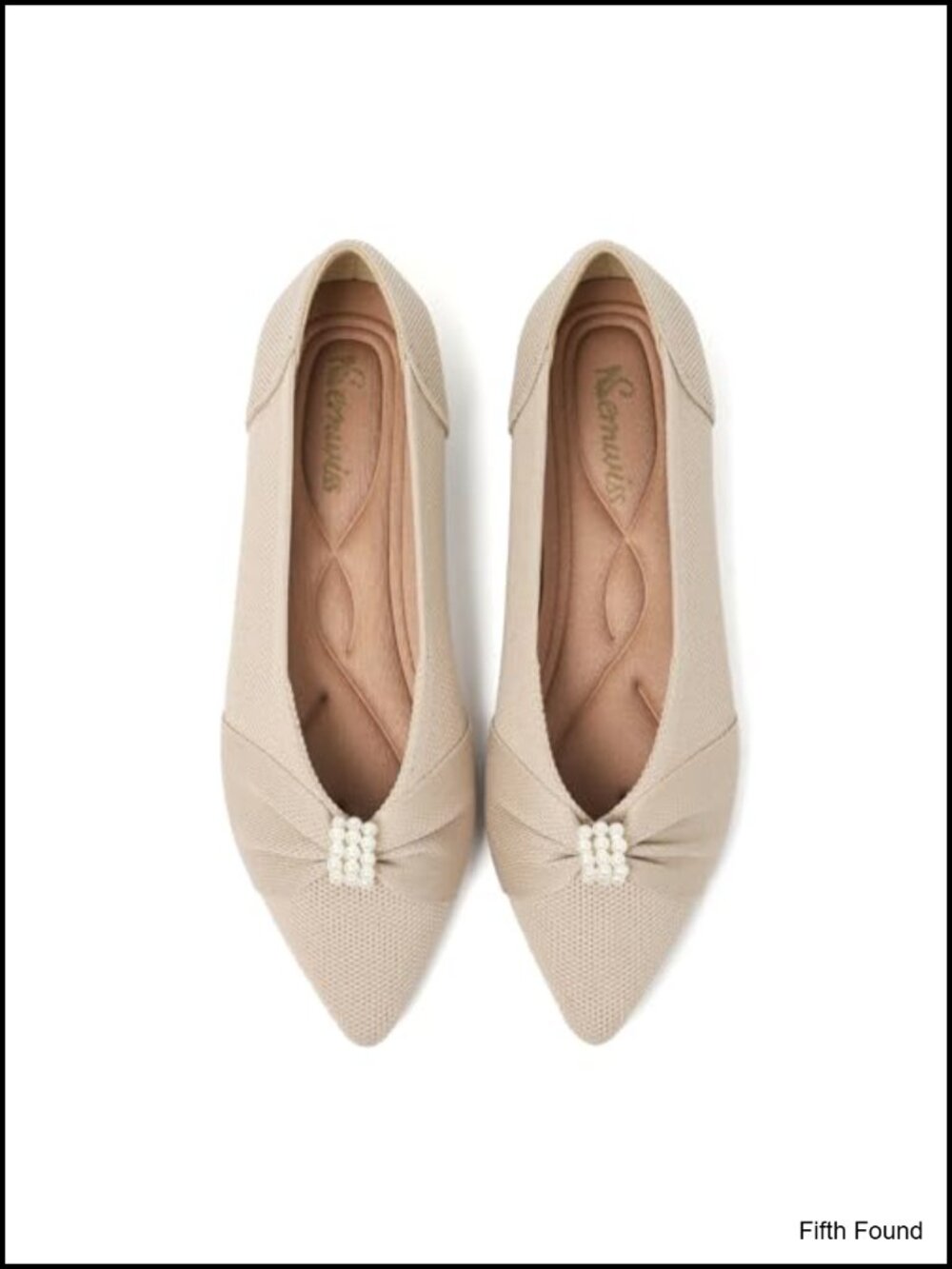 Women's Pointed Toe Pearl Ballet Flats Memory Foam Comfort Shoes